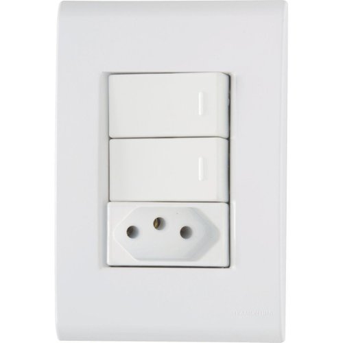 Conjunto 4x2 com 2 Interruptores Simples 10A 250V e 1 Tomada 2P+T 20A 250V Liz Branco Tramontina