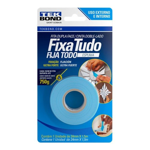 Fita Espuma Dupla Face 24mm x 1,5 metros Blister Tekbond